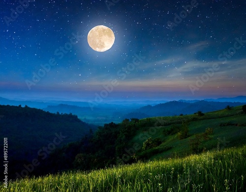 Moon and stars in the sky. Nature background.