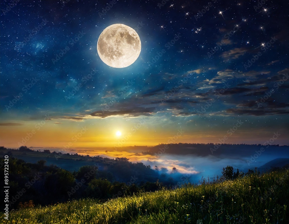 Moon and stars in the sky. Nature background. Moon and stars in the sky. Nature background.