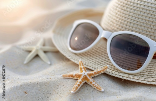 White Sunglasses and Hat With Starfish