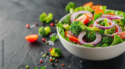 Fresh Salad With Broccoli, Tomatoes, and Onion
