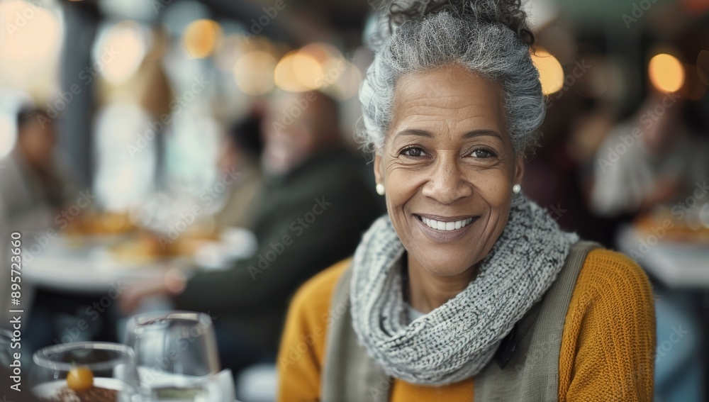 Senior Woman Smiling At Restaurant Senior Woman Smiling At Restaurant