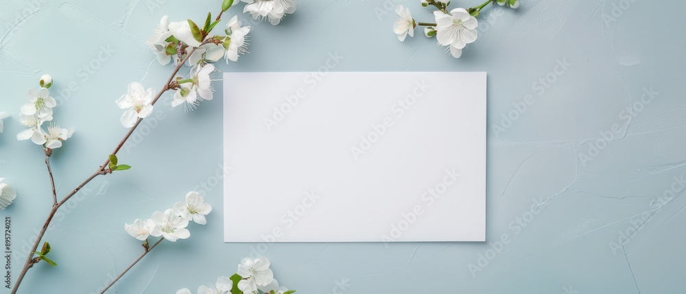 A white card with a flower on it A white card with a flower on it