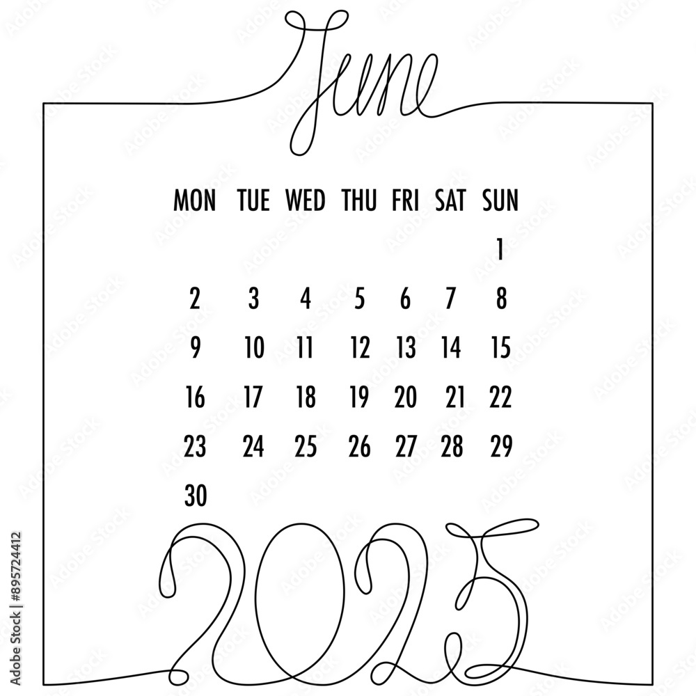 2025 calendar with hand drawing month and year sign in frame for design