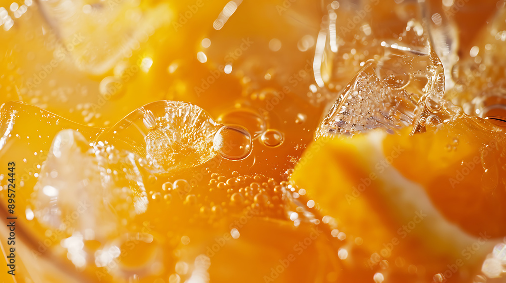 Close-Up of a Freshly Squeezed Orange Juice with Ice Cubes High Detail and Natural Light Close-Up of a Freshly Squeezed Orange Juice with Ice Cubes High Detail and Natural Light