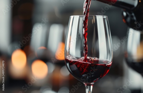 Red Wine Pouring Into Glass