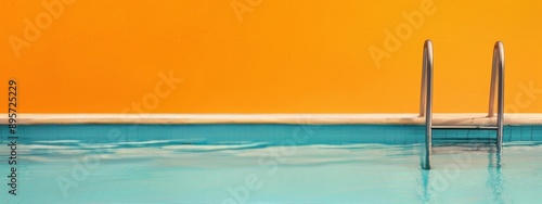 Pool Ladder on Orange Deck