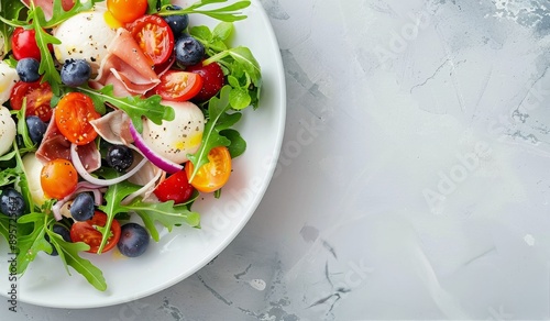 Fresh Salad With Mozzarella, Tomatoes, and Blueberries