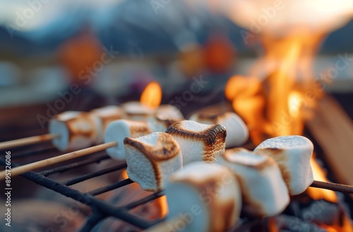Marshmallows Roasting Over Campfire