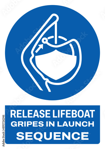 ISO mandatory safety signs text variation_release lifeboat gripes in launch sequence size a4/a3/a2/a1