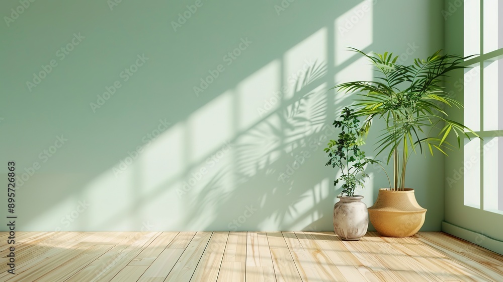 fresh background with a pale mint green wall and light bamboo flooring for a natural, calming effect. fresh background with a pale mint green wall and light bamboo flooring for a natural, calming effect.