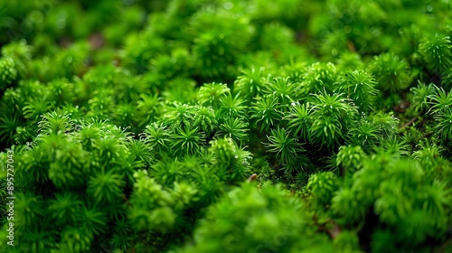 Beautiful green moss on the floor, moss closeup, macro. Beautiful background of moss for wallpaper. 