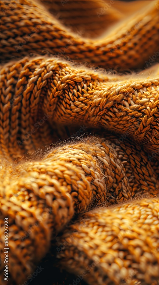 A knitted sweater with a lot of texture and a warm, cozy feeling A knitted sweater with a lot of texture and a warm, cozy feeling