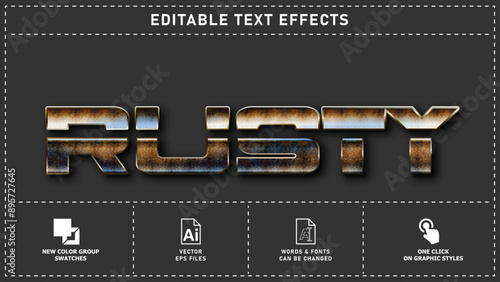 Rusty iron editable text effects. Vector eps files.