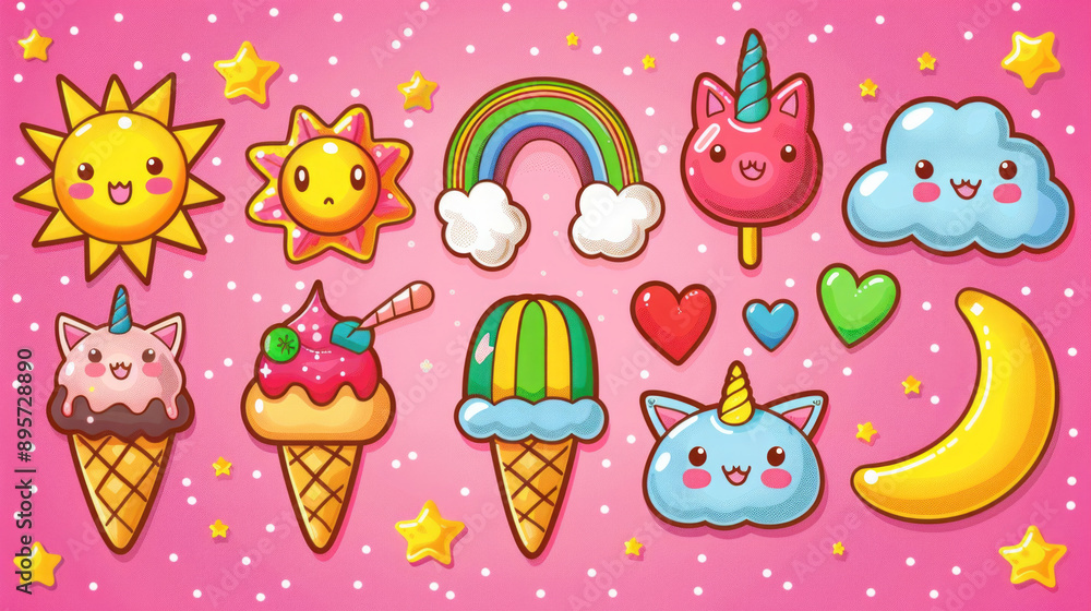 Kawaii Unicorn Stickers Kawaii Unicorn Stickers