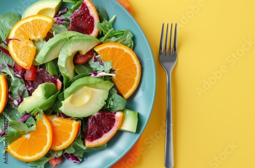 Fresh Salad With Avocado, Orange, and Cucumber