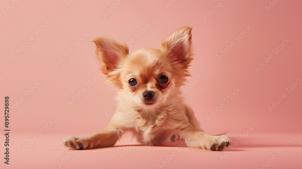 Adorable Chihuahua puppy sitting on a background Adorable Chihuahua puppy sitting on a background