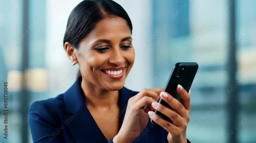 Business woman, phone and social media in city for communication or outdoor networking. Happy, female person or employee walking with mobile smartphone for online texting or commute in bright office Business woman, phone and social media in city for communication or outdoor networking. Happy, female person or employee walking with mobile smartphone for online texting or commute in bright office