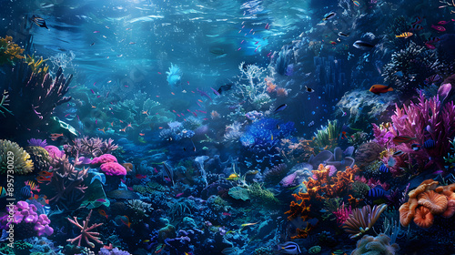 Colorful underwater coral background illustration