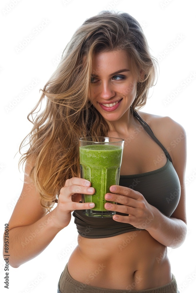 A beautiful young woman holding a healthy green A beautiful young woman holding a healthy green
