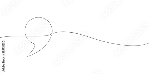 A single line drawing of a comma symbol. Continuous line comma icon. One line icon. Vector illustration.