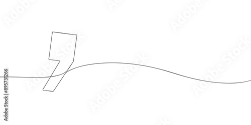 A single line drawing of a comma. Continuous line comma symbol icon. One line icon. Vector illustration.