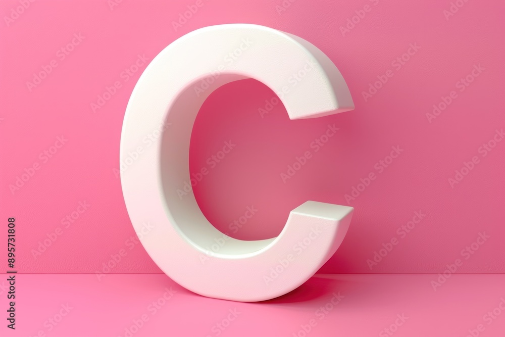 White letter C on pink background leaning against a wall. White letter C on pink background leaning against a wall.