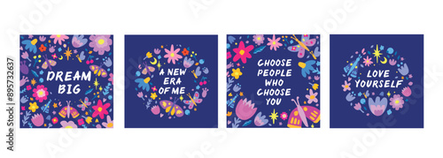 Self love and self care positive inspirational psychological quotes,  hand drawn calligraphy, lettering, sayings. Mental health vector hand drawn thoughts, good vibes vector illustration

