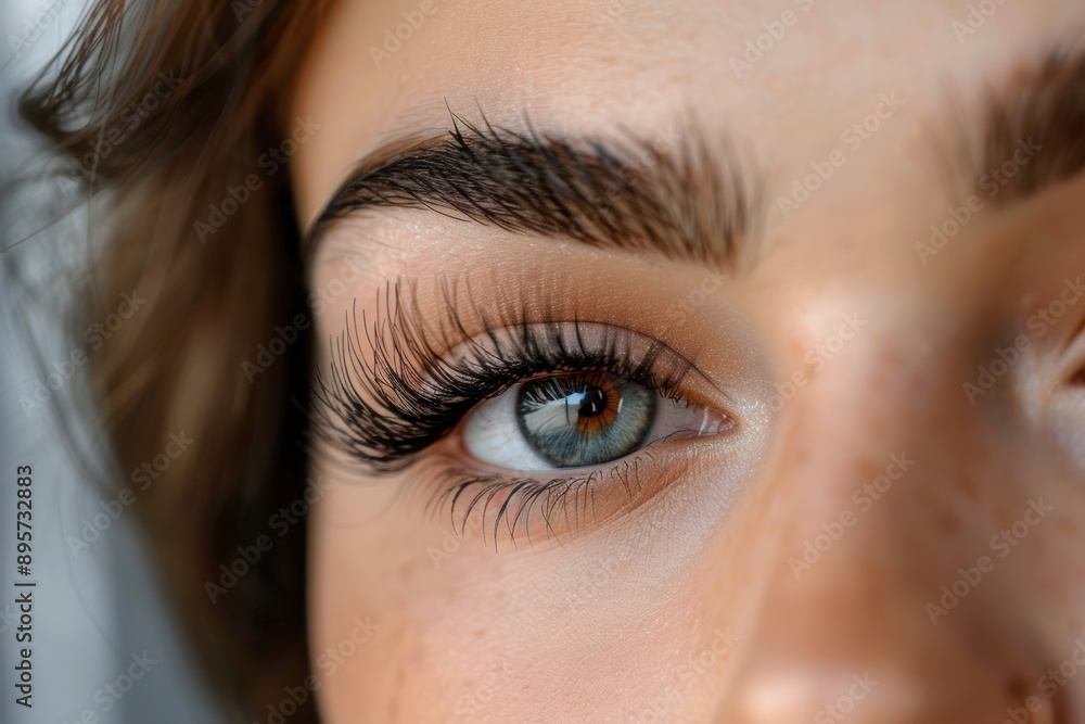 Fototapeta premium Stunning portrait of a beautiful woman with dramatic mega volume lash extensions...