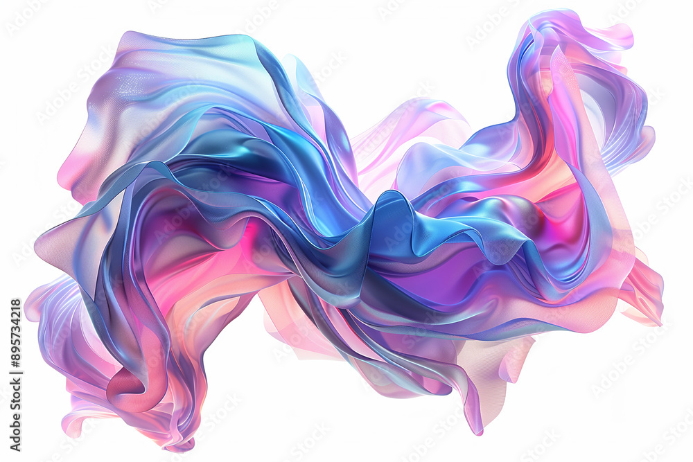 Flowing Fabric Waves in white background Flowing Fabric Waves in white background