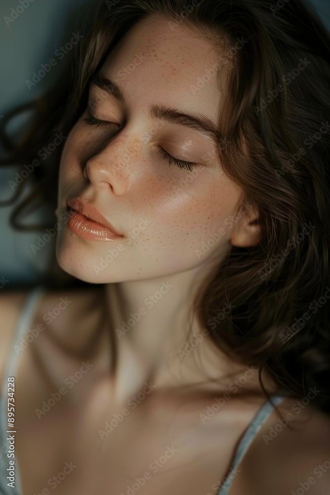 A Portrait of sensitive beautiful woman relaxing A Portrait of sensitive beautiful woman relaxing