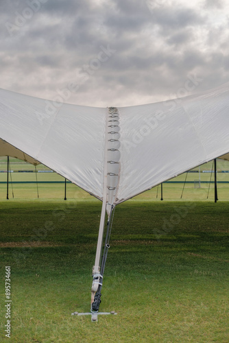 Marquee or gazebos in a field for cover at event.