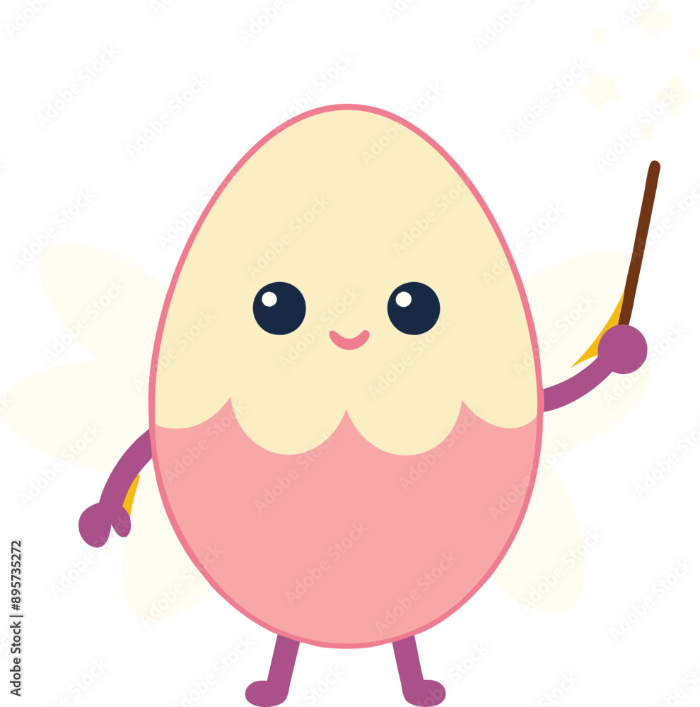 Enchanting egg fairy casts spells with wand. Enchanting egg fairy casts spells with wand.