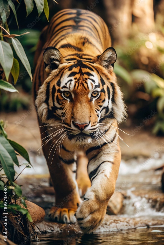Fototapeta premium predator wild tiger in nature jungle 