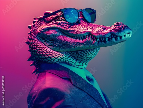 Obraz na płótnie alligator wearing suit