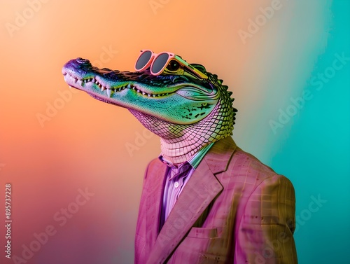 Fototapeta alligator wearing suit