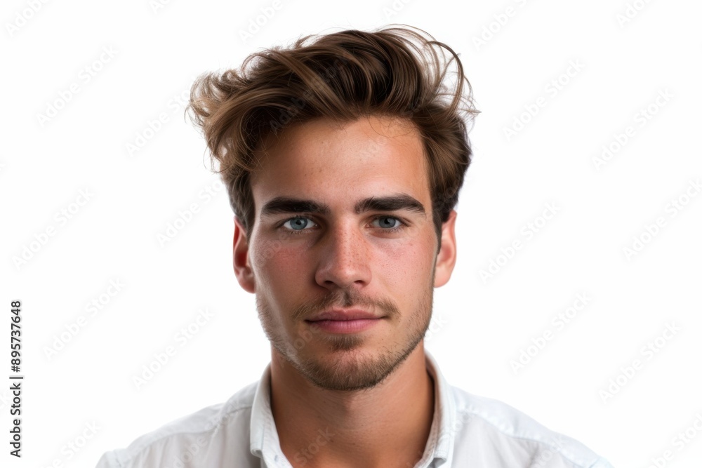 Smug Portrait of a Young Businessman in Casual Attire Against White Background Smug Portrait of a Young Businessman in Casual Attire Against White Background