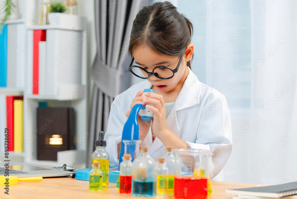 young Asia girl Scientist Conducting Experiment With Microscope In Laboratory young Asia girl Scientist Conducting Experiment With Microscope In Laboratory