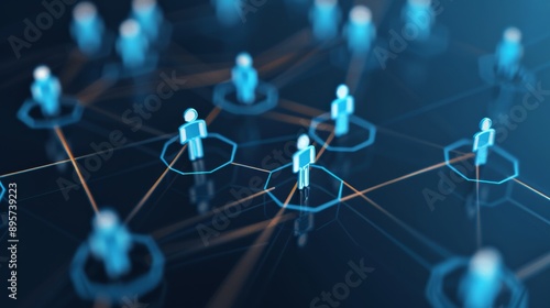 A representation of a digital network with various interconnected nodes and figures, symbolizing communication, collaboration, and connectivity in the modern digital age.