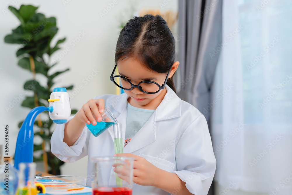 young Asia girl Scientist Conducting Experiment With Microscope In Laboratory young Asia girl Scientist Conducting Experiment With Microscope In Laboratory