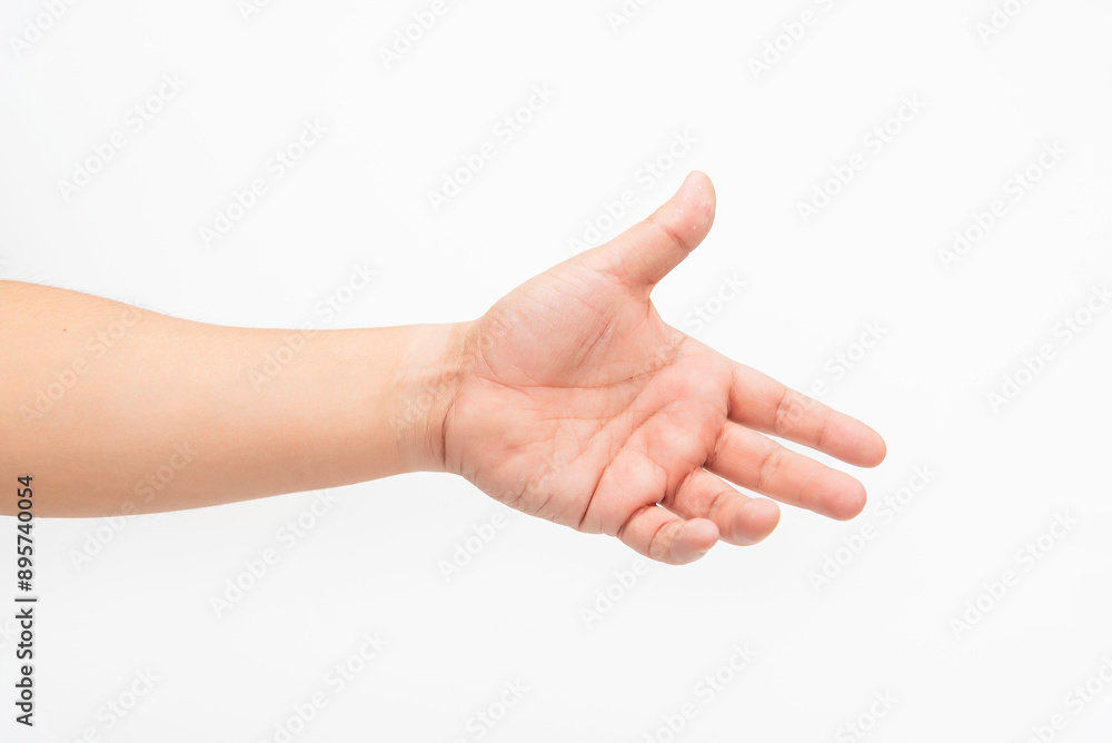 Extended Hand Gesture On White Background Extended Hand Gesture On White Background