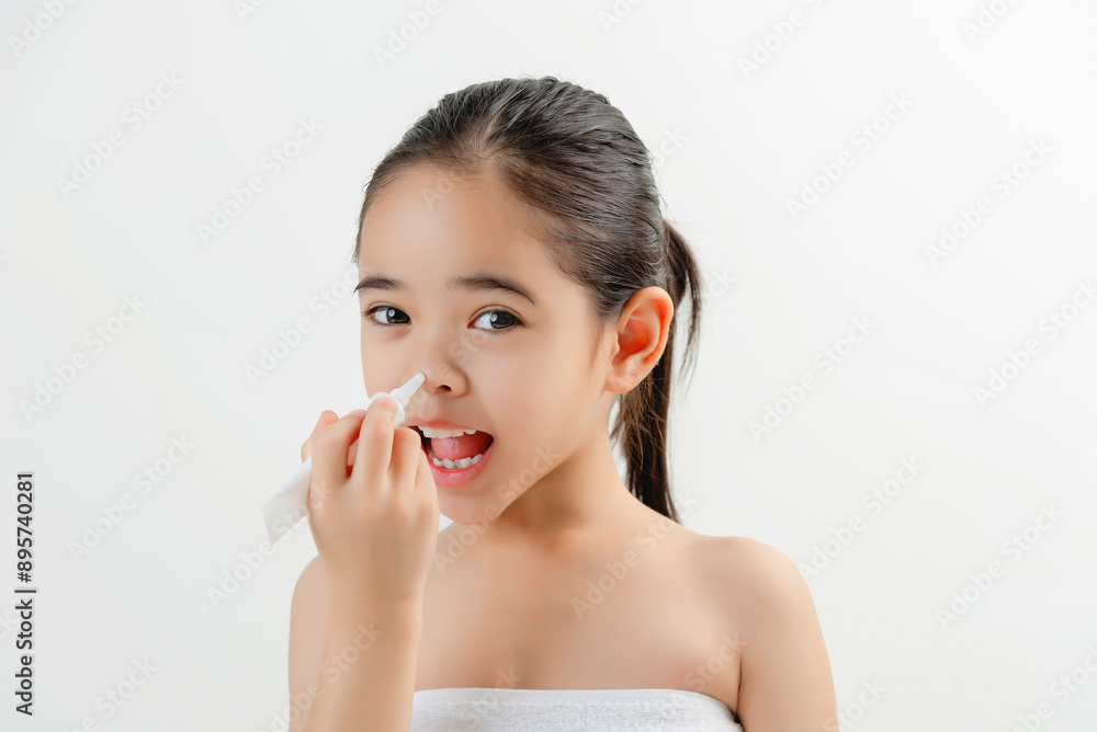 Adorable Girl Applying Facial Cream Smiling At Camera Adorable Girl Applying Facial Cream Smiling At Camera