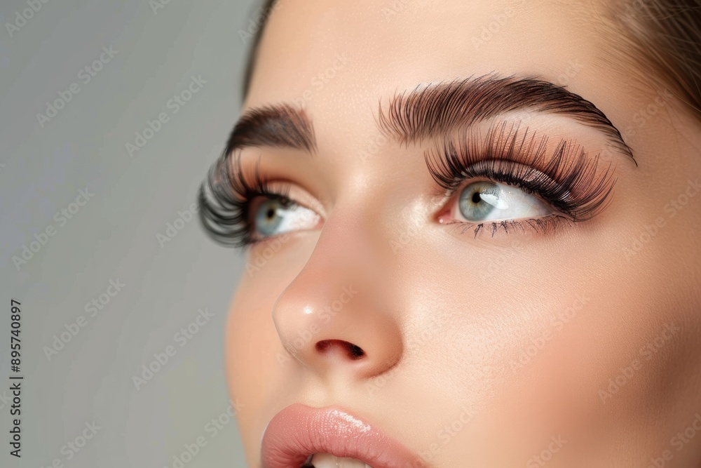 Close up of eye with eyelash extensions ,beauty salon treatment Close up of eye with eyelash extensions ,beauty salon treatment