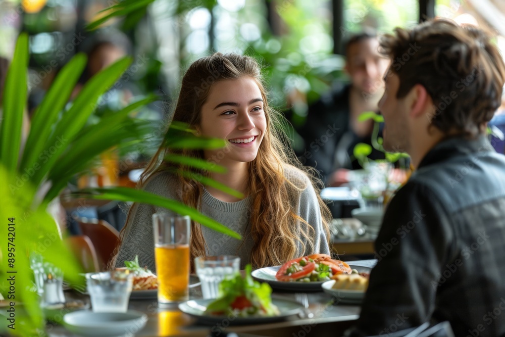 Young Couple Enjoying a Casual Lunch Together