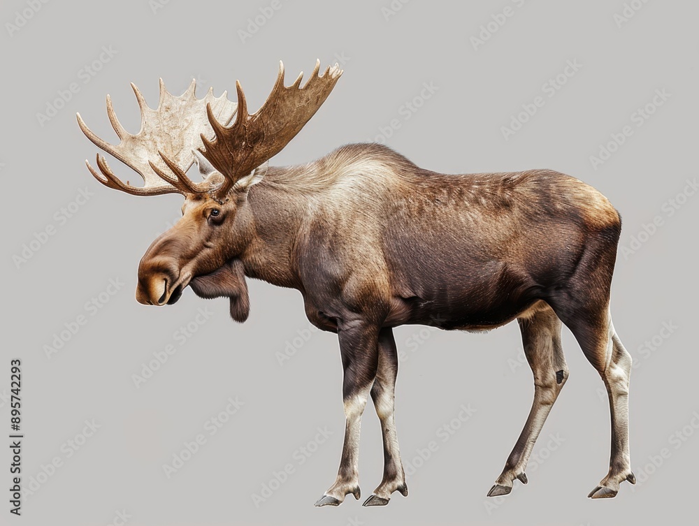 custom made wallpaper toronto digitalA majestic male moose with large antlers stands in a natural forest habitat. This could be considered a hunting trophy due to its impressive size and display.