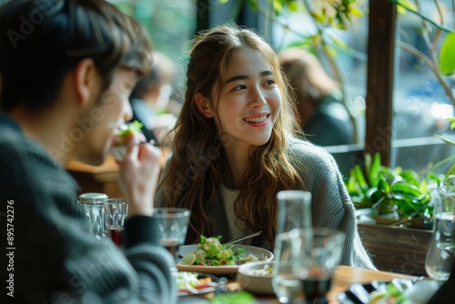 Young Couple Enjoying a Casual Lunch Together