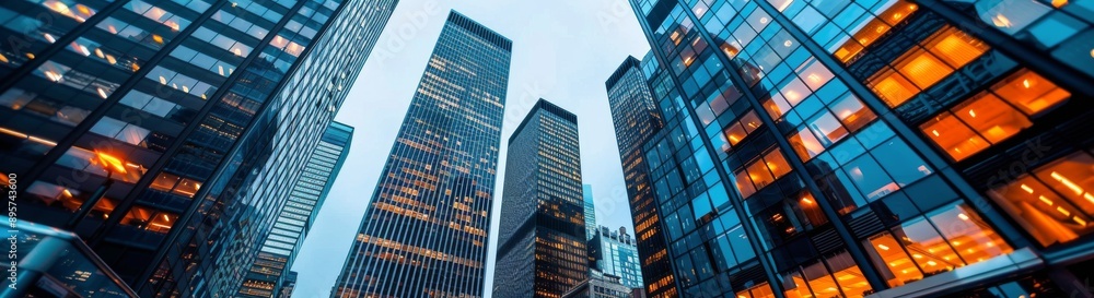 Cityscape View of Skyscrapers at Dusk Cityscape View of Skyscrapers at Dusk