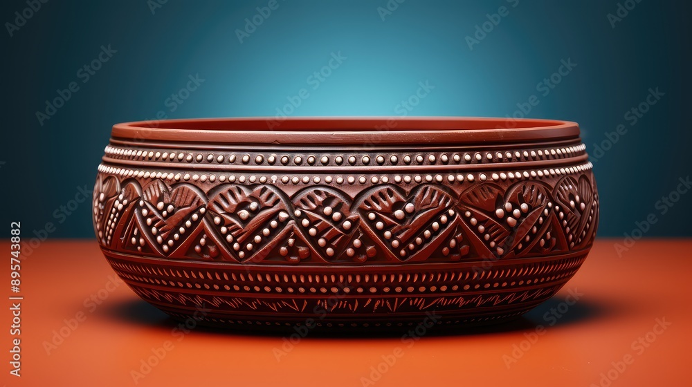 empty Terracotta bowl with designing pattern empty Terracotta bowl with designing pattern