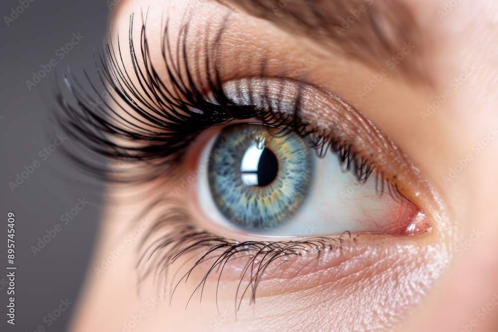 Close up of eye with eyelash extensions ,beauty salon treatment Close up of eye with eyelash extensions ,beauty salon treatment