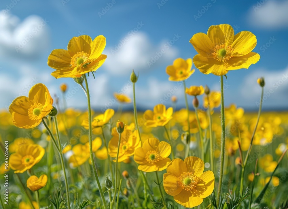 Fototapeta premium Yellow Flowers in a Field