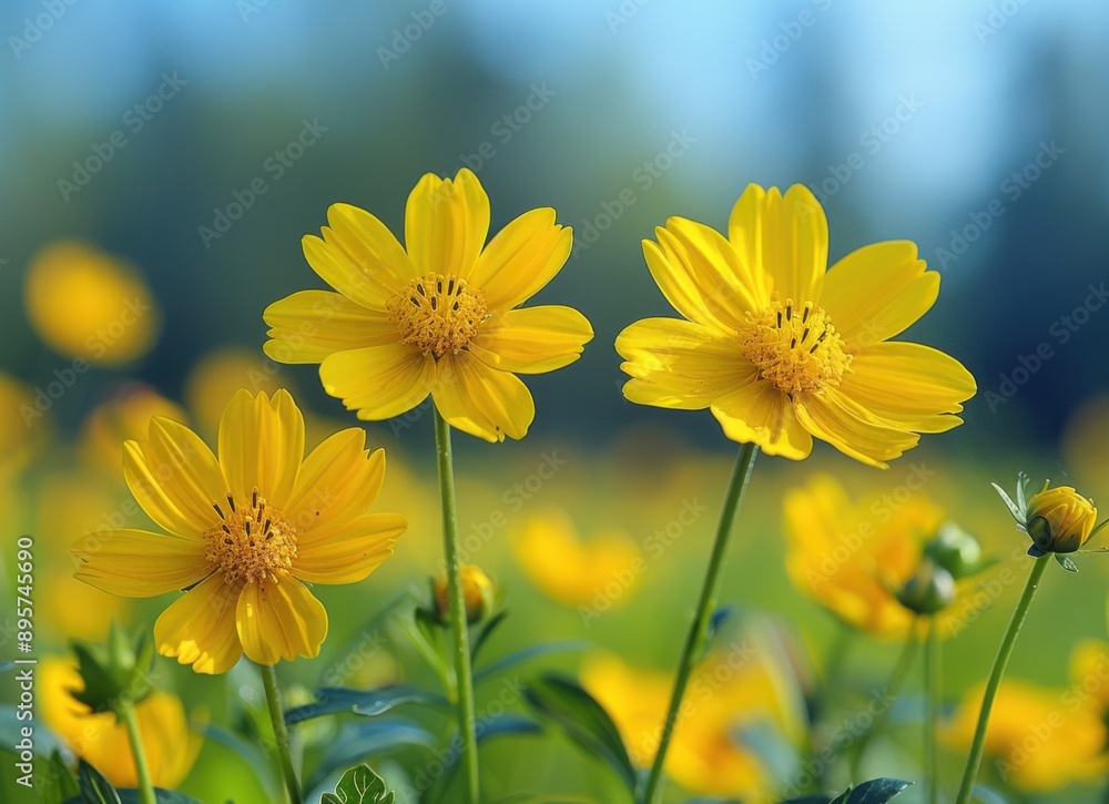 Yellow Cosmos Flowers in the Garden Yellow Cosmos Flowers in the Garden